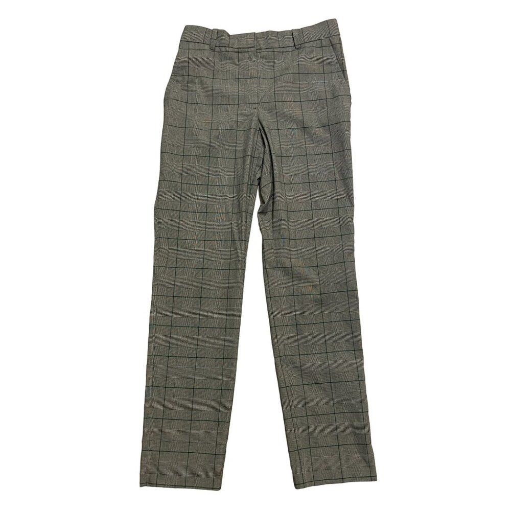 Mango MNG womens plaid suit pant cigarette trouser sz 2 green plaid pockets